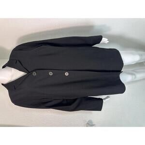 New XL Eileen Fisher Black Stretch Crepe Long Jacket Blazer Minimalist Classic